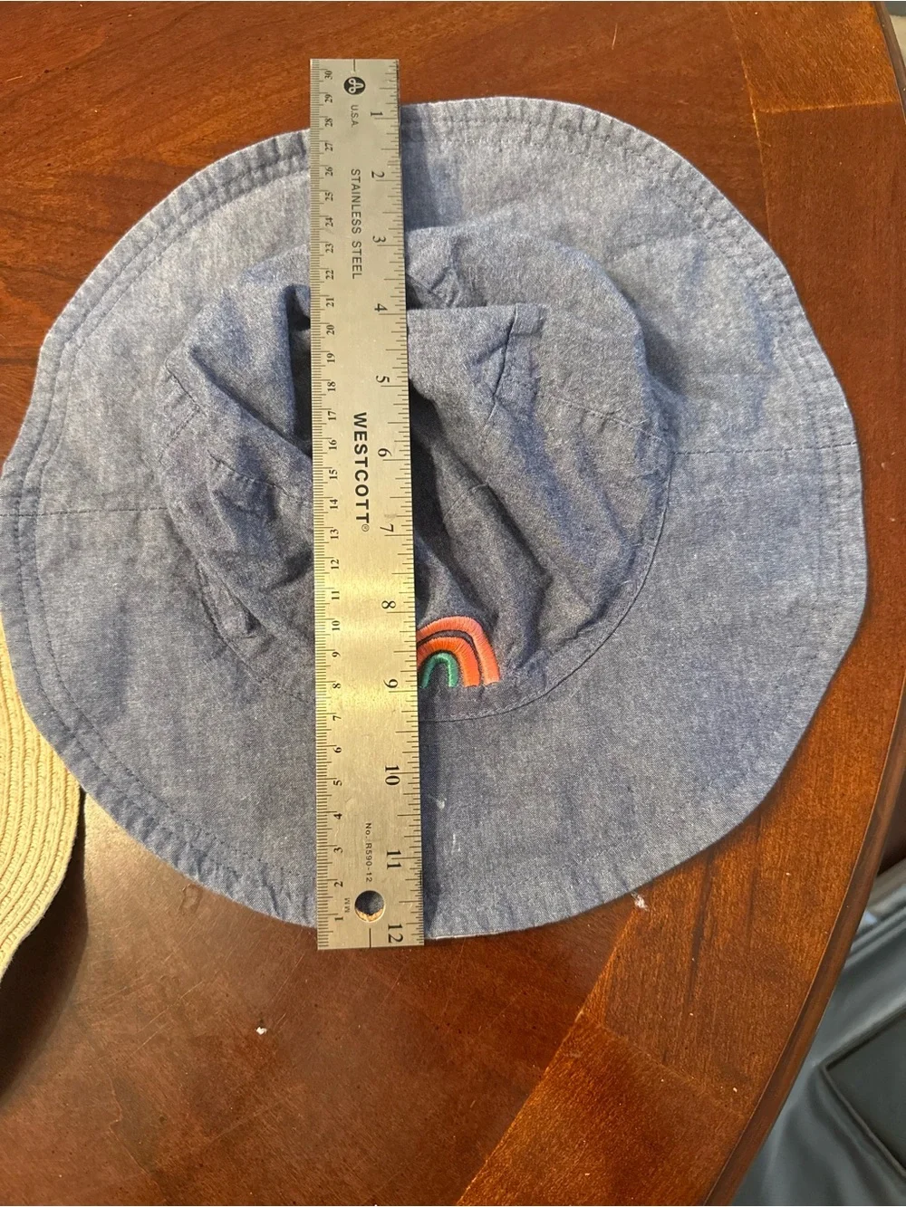 3 Girls' Sun Hats with Pom-Pom Trim, ribbon trim and denim reversible